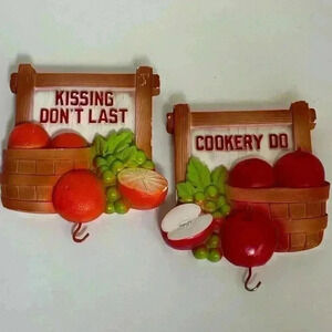 Set of 2 1982 Miller Studio  chalkware decorative kitchen wall plaques